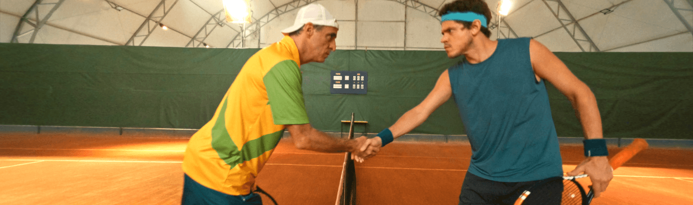 Fernando Meligeni na nova campanha global do Tennis Clash em filme criado pela Newton: uma jornada de campeões